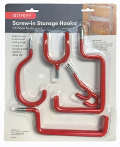 Screw-in All Purpose Hook Multi Pack Red Protective coated Steel